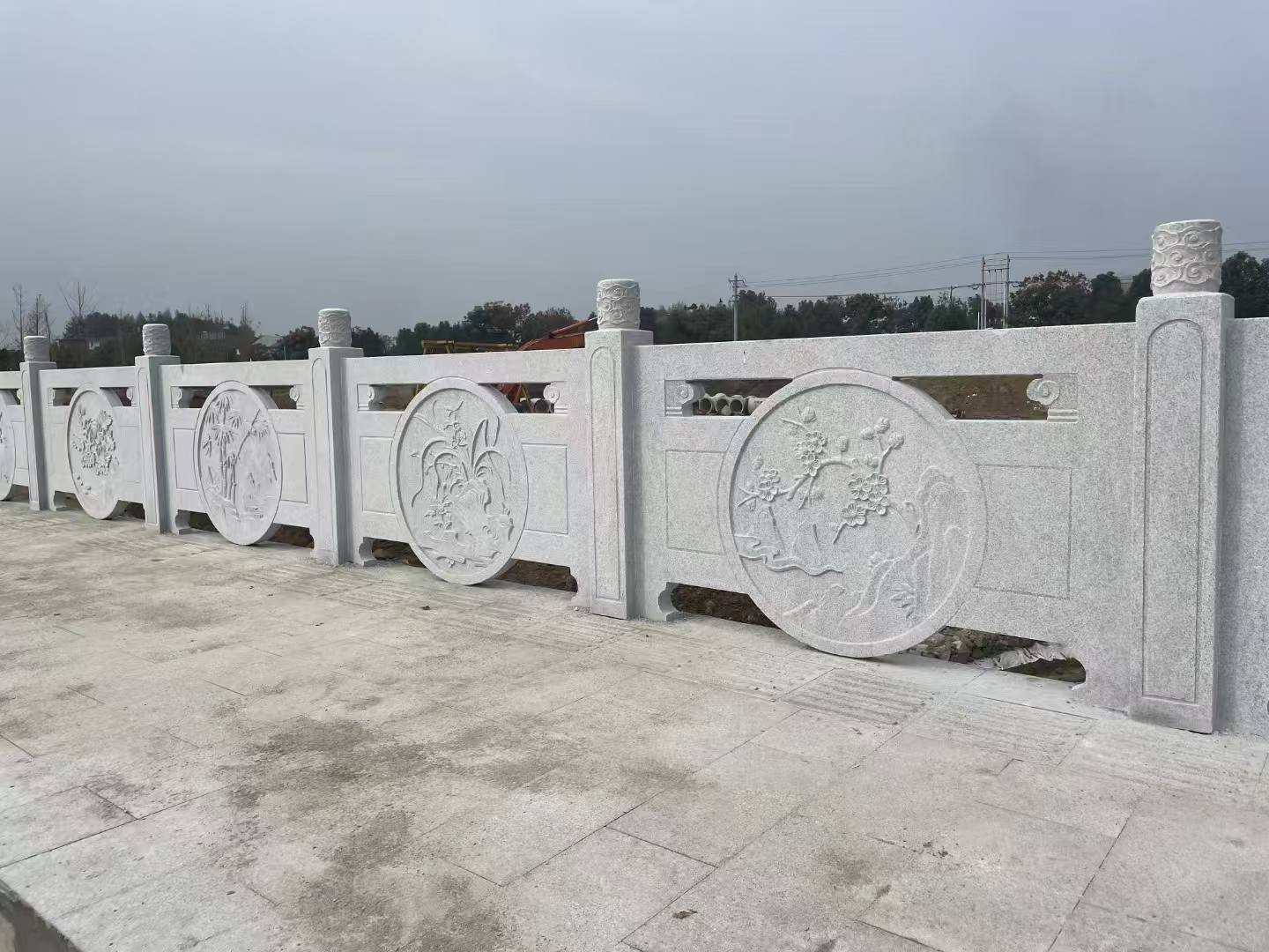 松原芝麻白河道栏杆 石材栏杆